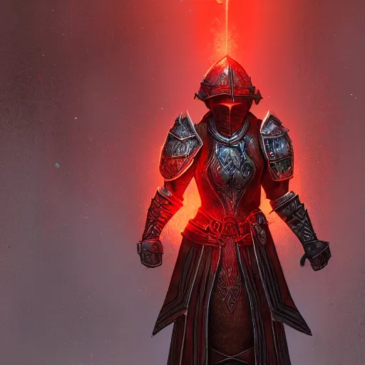 Image similar to medieval armor glowing with red light, elder scrolls online, world of warcraft, highly detailed, deviant art, 4 k