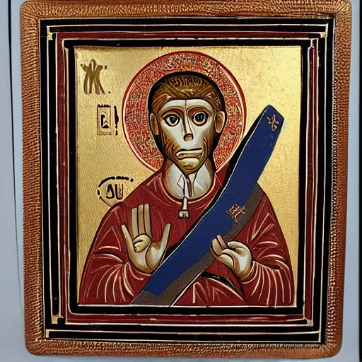 Prompt: astronaut monkey Byzantine religious icon