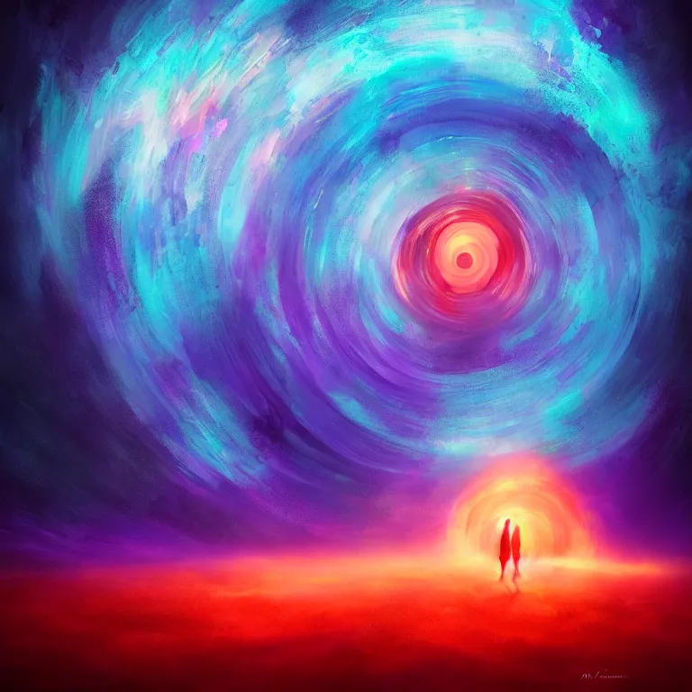 Image similar to person in the distance psychedelic disco that can ’ t escape vortex black hole 4 k award winning digital art by anato finnstark