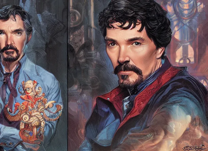 Image similar to a highly detailed senior portrait of stephen strange, james gurney, james jean