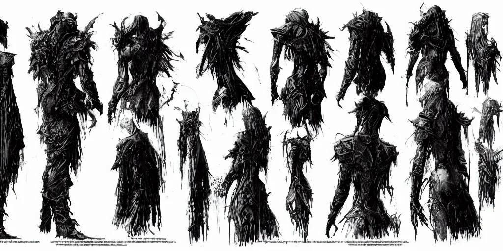 Image similar to gothic character back view detail designs, Barry Windsor Smith, Milo Manara, Greg Rutkowski, character sheet, Darek Zabrocki, Karlkka, Jayison Devadas, Phuoc Quan, trending on Artstation, 8K, ultra wide angle, pincushion lens effect