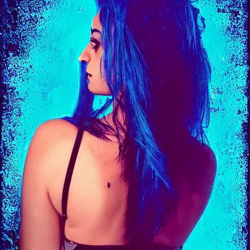 Prompt: “high detail portrait of Inbar Lavi with blue hair, digital art, concept art, neon colors, studio lightning, high contrast, sharp focus, hiperrealist, photorealist, Artstation HQ, DeviantArt, cybernetics, techwear, urban samurai, netrunner, Shadowrun, Cyberpunk 2077, Deus Ex, 4k UHD, Unreal Engine 5”