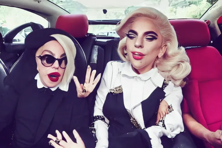 Image similar to lady gaga and judy garland carpool karaoke