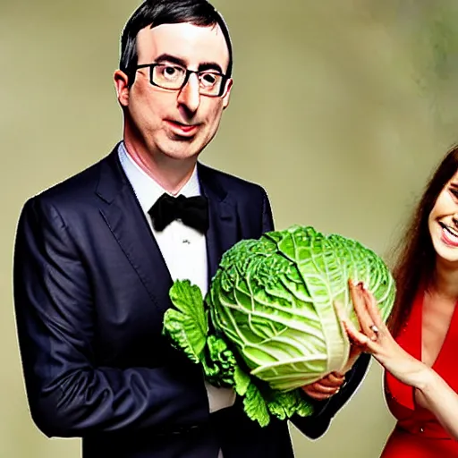 Image similar to john oliver and a cabbage are getting married