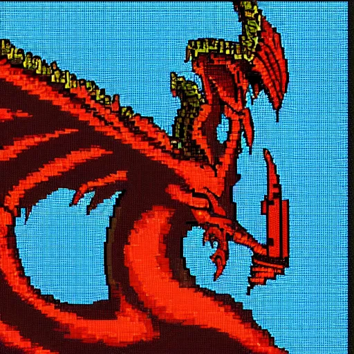 Image similar to Bahamut in a pixel art style