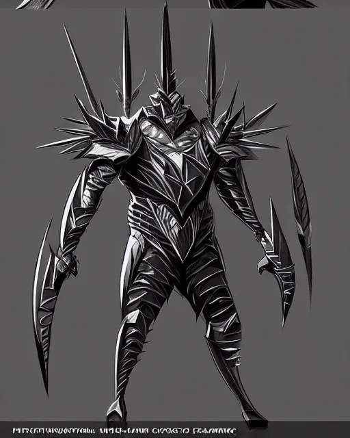 Image similar to concept art of a large futurstic warrior, covered in sharp spikes, very sleek and smooth design, aerodynamic, walking around a battle field, bombs going off in the distance, | | epic - fine - clean, polished, trending on artstation, brush strokes