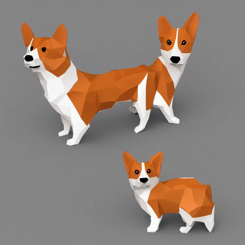 Prompt: corgi, low polygon, HD, detailed.