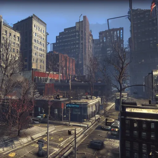 Prompt: new york city in fallout 4, unreal engine, raytracing