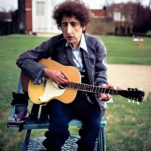 Image similar to bob dylan playing his guitar in wantage united kingdom, photograph