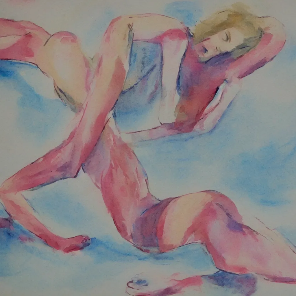 Prompt: Over lapping woman painted in water colour