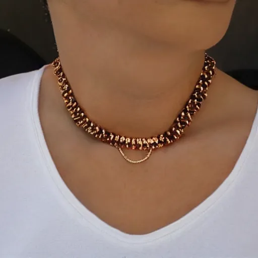 Prompt: necklace on a young beautiful woman neck, hyper realistic,