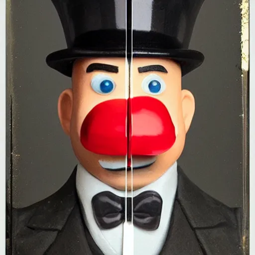 Image similar to police mugshots of mr monopoly, hyperrealistic, photo,