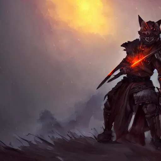 Image similar to anthropomorphic Azure samurai wolf, DnD character art portrait, fantasy battleground, raining, fire, oil painting, heroic pose, magic the gathering artwork, D&D, fantasy, cinematic lighting, centered, symmetrical, highly detailed, digital painting, artstation, concept art, smooth, sharp focus, illustration, volumetric lighting, epic Composition, 8k, art, DeviantArt, trending on Artstation, Jason Felix, Steve Argyle, Tyler Jacobson, Peter Mohrbacher, Akihiko Yoshida, Greg Rutkowski, Craig Mullins, Frank Frazetta, cinematic lighting