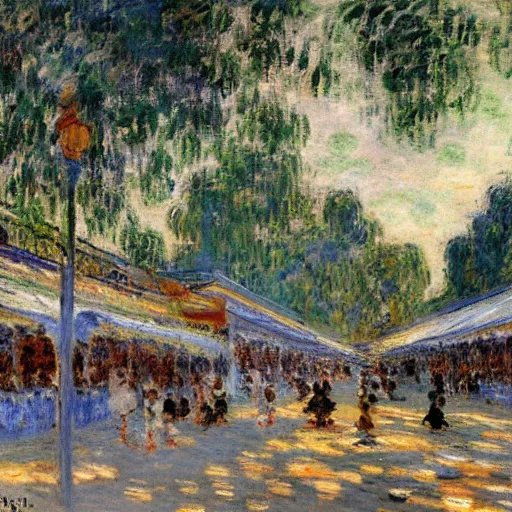 Image similar to a hawker centre by claude monet