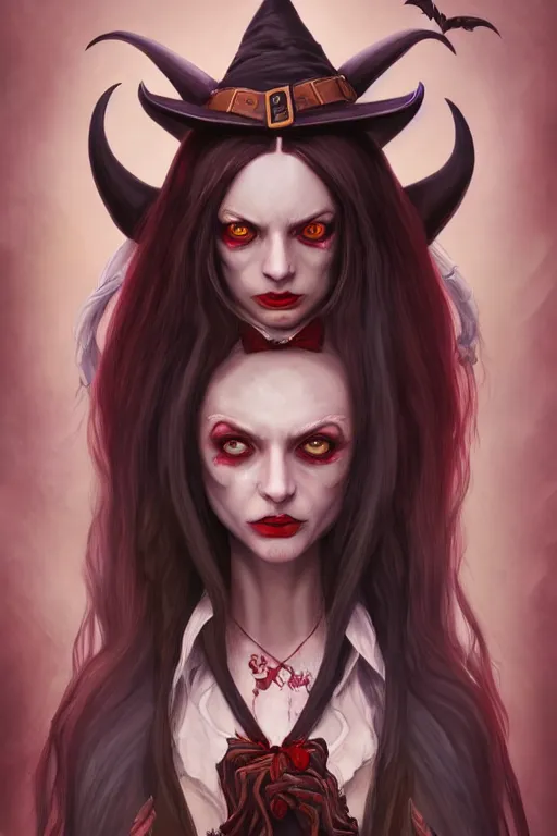 Prompt: portrait of a witch, american mcgee's alice, sharp focus, artstation, trending, by julie dillon, luis melo, tyler miles lockett, lei jin, hong lei, ken wong, adam narozanski, joy ang