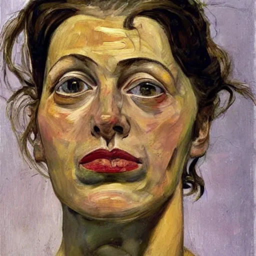 Image similar to of a beautiful women painted by lucien freud