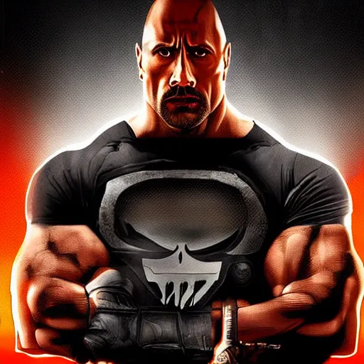 Image similar to Dwayne Johnson as the punisher digital art 4k detailed super realistic