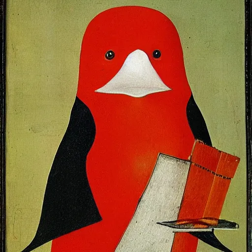 Image similar to red penguin by hieronymus bosch