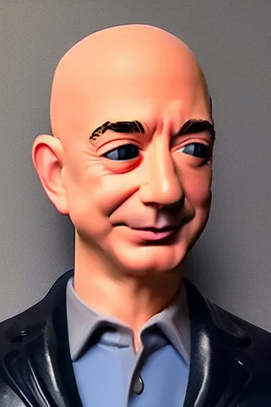 Prompt: “ very very highly detailed photorealistic jeff bezos funko pop, studio lighting and shading, 8 k, award - winning crisp details ”