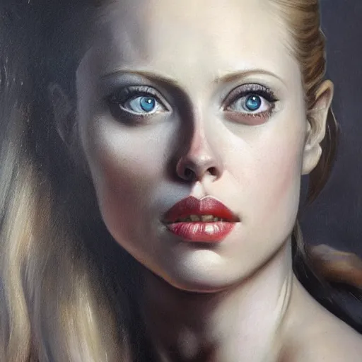 Image similar to ultra realistic portrait painting of deborah ann woll, art by frank frazetta, 4 k, ultra realistic, highly detailed, epic lighting