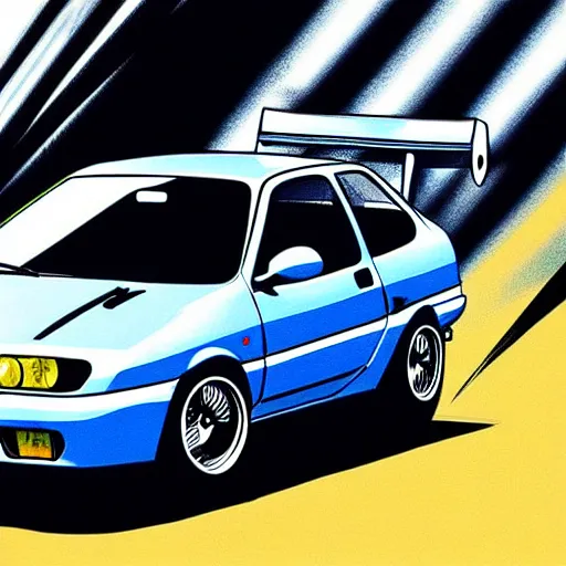 Image similar to fiat punto initial d, anime art