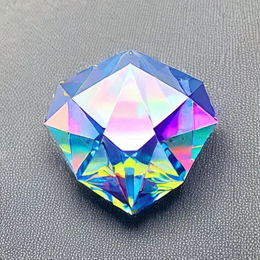 Image similar to low poly iridescent transparent diamond, prism
