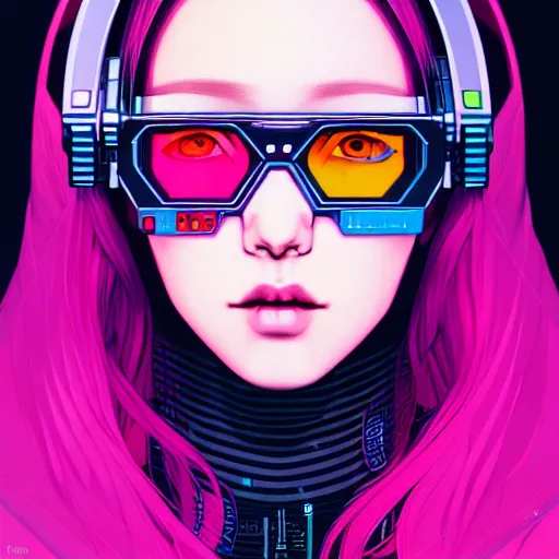 Prompt: portrait painting of a cyberpunk hacker olivia hye from loona, sharp focus, award - winning, trending on artstation, masterpiece, highly detailed, intricate. art by josan gonzales and moebius and deathburger