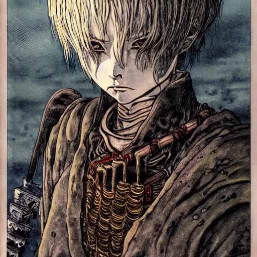 Prompt: prompt : portrait of darksouls character painted in miyazaki color style drawn by katsuhiro otomo and takato yamamoto, inspired by fables, china doll face, smooth face feature, intricate oil painting, high detail, sharp high detail, manga and anime 2 0 0 0