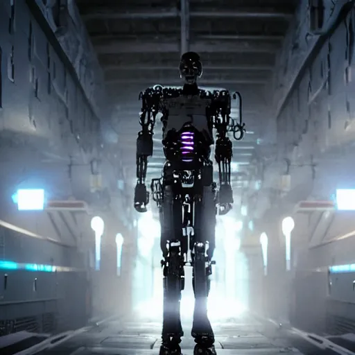 Image similar to movie still of a cool cyborg, cinematic composition, cinematic light, by edgar wright