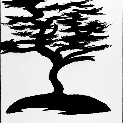 Prompt: zen, trees, ink
