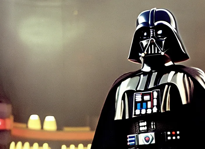 Image similar to film still of Darth Vader gambling in vegas in Star Wars The Empire Strikes Back,