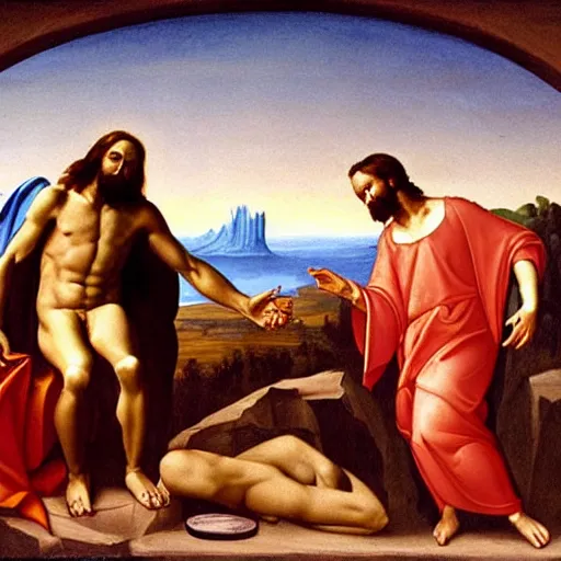 Prompt: Jesus christ painting the creation of Adam