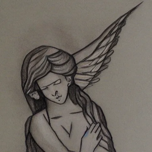 Prompt: a coffin and a drawing angel in the style of sempe