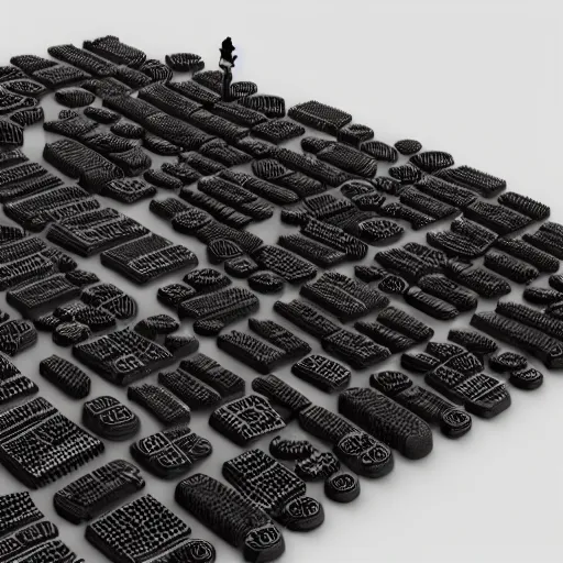 Prompt: city made of stacked oreos on a white surface, octane render, ue 5, realistic shadows, white background