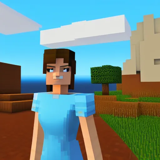 Image similar to Emma Watson screenshot from minecraft