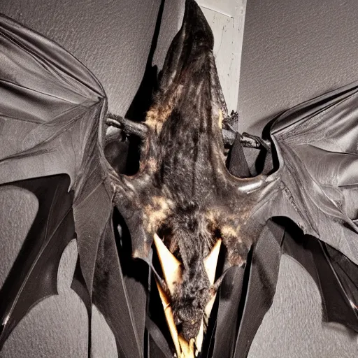 Prompt: huge scary oversized bat wings, spread to full lenght