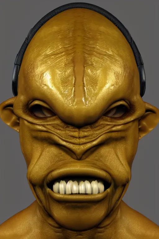 Image similar to an extremely high quality hd, a computer generated image of an alien head, a computer rendering by senior character artist, featured on zbrush central, afrofuturism, zbrush, polycount, prerendered graphics, 8 k, ultra realistic, very realistic