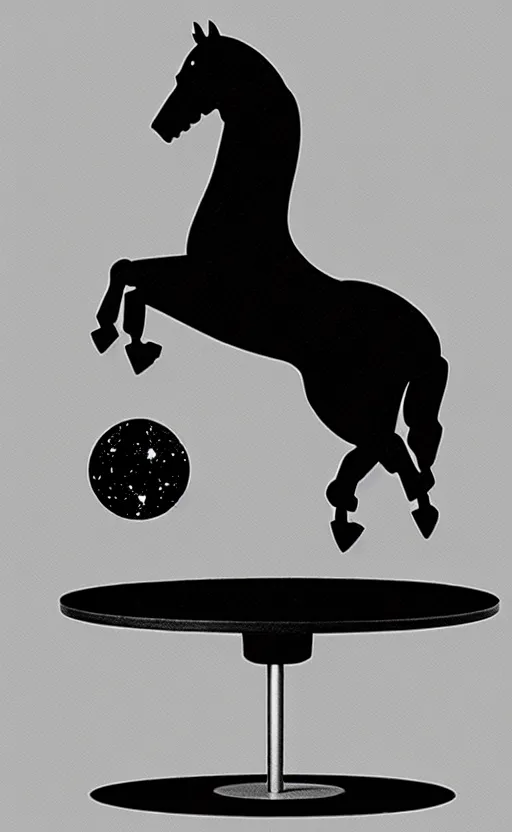 Prompt: horse is standing on wooden plate, which is on crawling astronaut, concept art, monthy python sketch, high fidelity details
