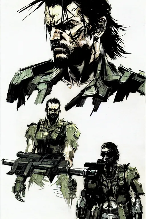 Image similar to billy butcher in metal gear concept art, rough sketch, by yoji shinkawa