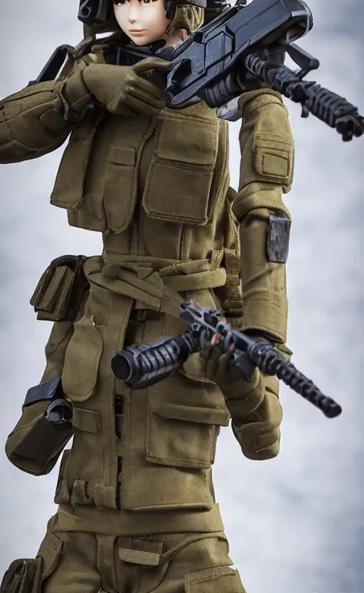 Prompt: portrait of the action figure of a female soldier, highly detailed, high resolution, toy, collection product, stunning, girls frontline style, bokeh soft, 100mm, trending on instagram, by professional photographer, realistic human anatomy, realistic military carrier, modern warfare, realistic weapon, shot with a arriflex 35 ii, low saturation