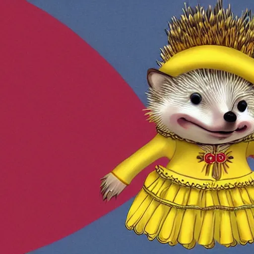 Image similar to anthropomorphic hedgehog wearing ukrainian national costume called vyshyvanka