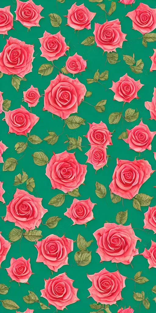 Image similar to seamless pattern of beautiful roses with leaves and throns, colourful, symmetrical, repeating 35mm photography