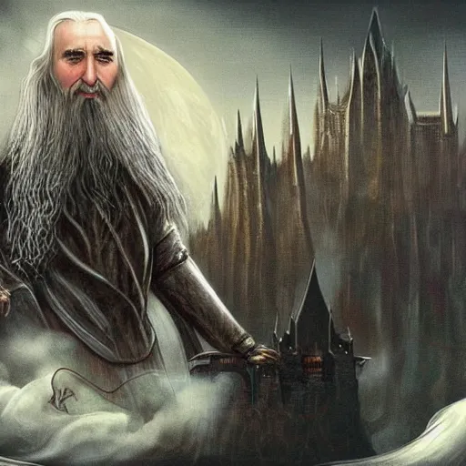 Prompt: Saruman writing code on a apple macbook, fantasy art, detailed, Lord of the rings, trending