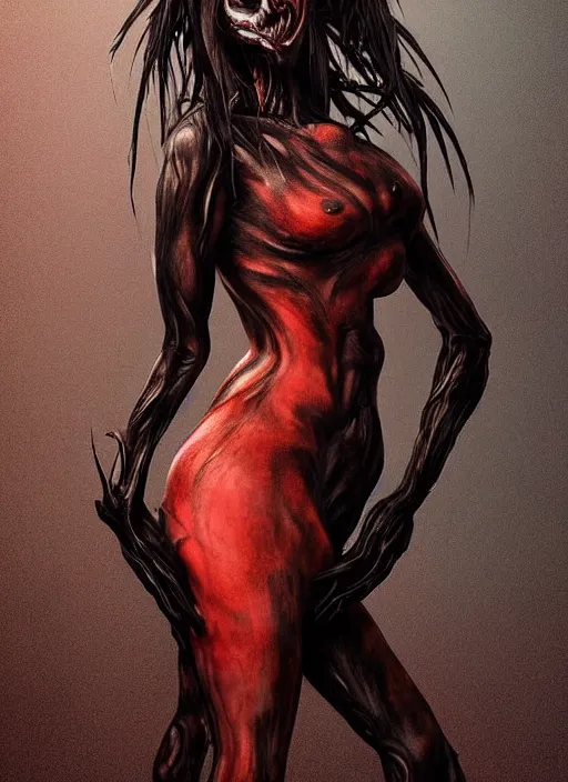 Image similar to dark full body painting of mercy from overwatch, in style of zdzisław beksinski, scary, horror, 4 k, feminine facial features, overwatch mercy character, horror, body horror, disturbing, detailed face, dressed in dark garment, black tendrils, tall,