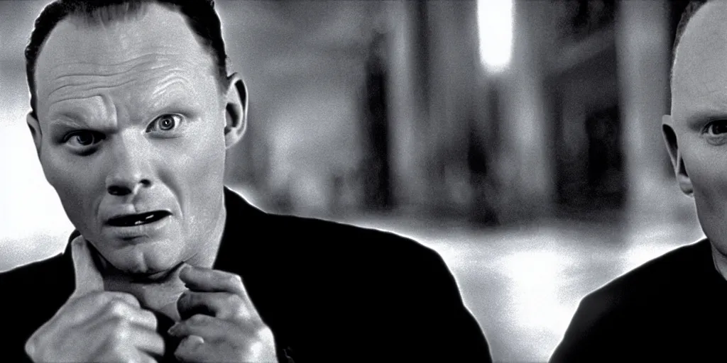 Image similar to a film still of Bill burr in Schindler's List, high quality