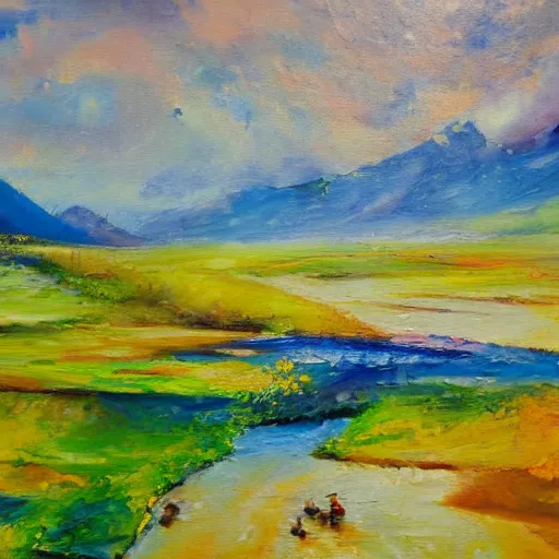 Prompt: Landscapes: The Joy Of Life, expressive oil painting, evokes feelings of joy, 4k detail