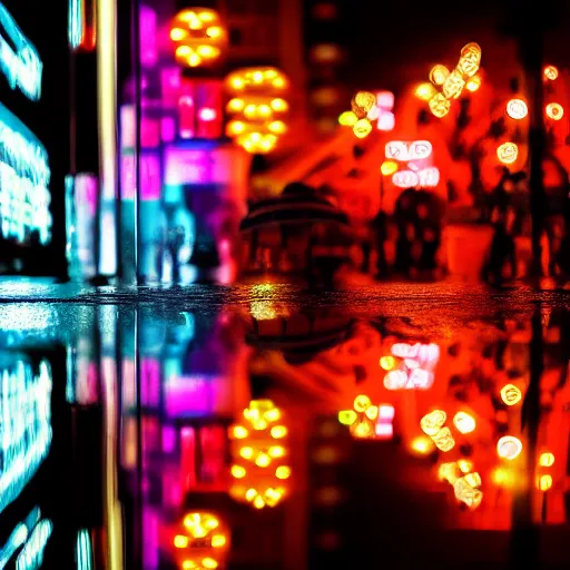 Image similar to moody 2 0 0 mm shot of an umbrella in a rainy tokyo night, neon lights,