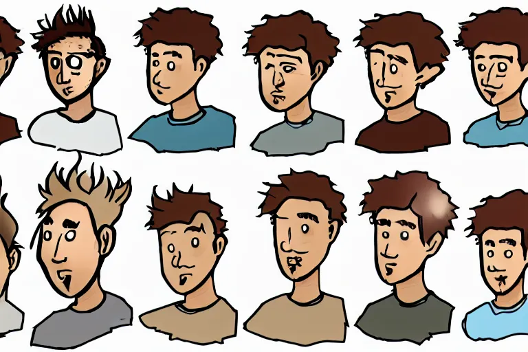 Image similar to Drawn guy, in full growth, in different styles, with different backgrounds