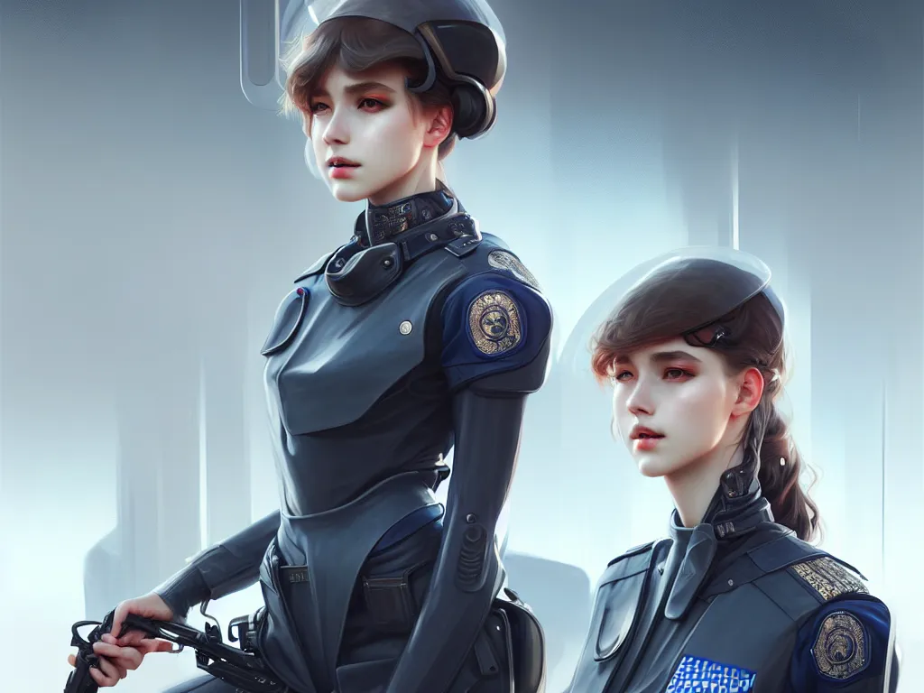 Image similar to portrait futuristic germany police uniform girl, at future neon light rooftop, ssci - fi and fantasy, intricate and very very beautiful and elegant, highly detailed, digital painting, artstation, concept art, smooth and sharp focus, illustration, art by tan zi and ayanamikodon and alphonse mucha and wlop