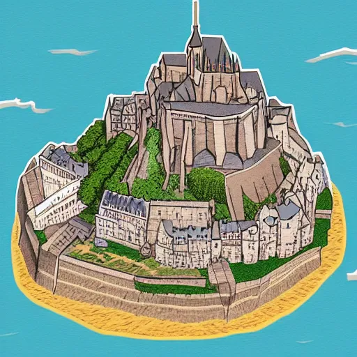 Prompt: mont saint michel,cartoony,isometric,3d